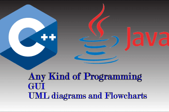 do your java, c programming with gui, uml and flowcharts