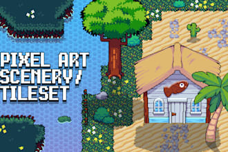 draw a pixel art tileset or scenery for your game