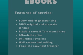 write books and ebook writing, ghost ebook writer