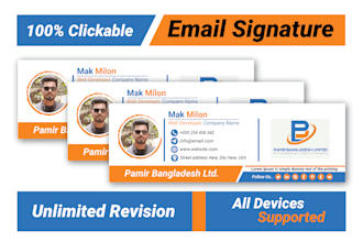 make modern HTML email signature for gmail,outlook,iphone