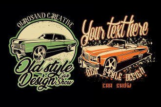 draw vintage car illustration for t shirt design