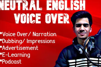 record professional neutral english voice over