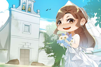 make a cute chibi illustration of your anime oc or idol