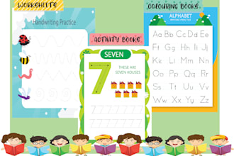 design kids worksheets, activity books, and coloring books