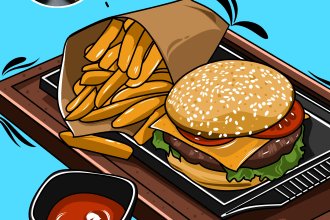draw food in vector cartoon illustration from photo