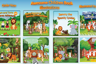 create awesome children story book illustrations
