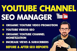 be your youtube channel SEO manager for real and organic promotion