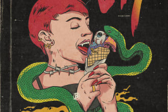 draw comic cover with vintage retro style