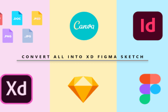 convert pdf,png,canva,indesign into xd, figma