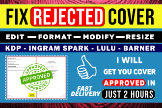 fix error format or resize book cover for amazon kdp ingram spark rejected cover