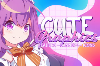 design cute anime banner or headers with matching profile