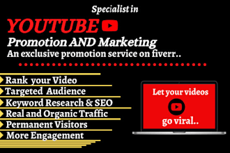 do organic youtube promotion and increase view,watch time