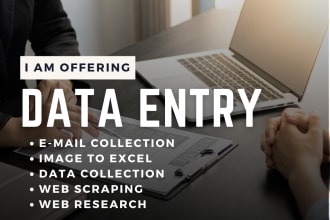 do email collection, data entry, web scraping, web research