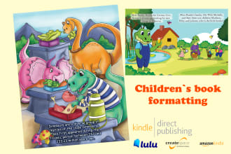 format your children book for kindle, lulu or createspace