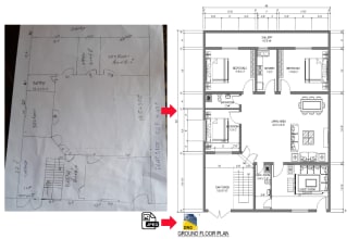 convert hand drawn sketches into digital autocad drawings