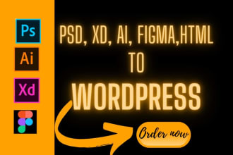 convert psd, xd, ai, figma, wix, html, adobe to wordpress website design
