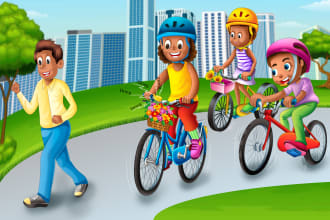 draw cute african american childern illustration
