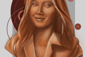 draw realistic digital rose gold portrait painting