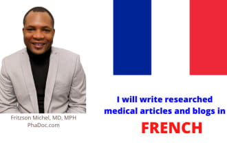 write researched medical articles and blogs in french