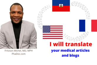 translate medical articles from english to french or haitian creole