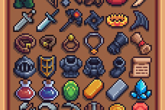 create 16x16 unique custom pixel art icons for your game