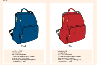 create detailed drawings and tech packs for your bag product