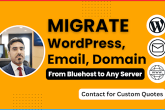 migrate wordpress website or setup hosting on hostinger, bluehost, godaddy