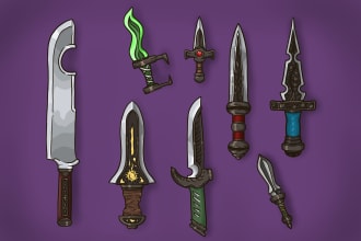 create 2d game asset, icons, objects, items