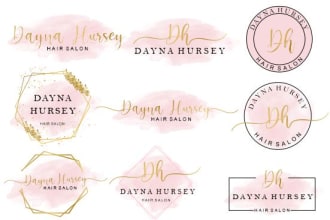 do watercolor signature logo for photography cosmetics makeup artist boutique
