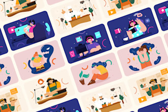 create 2d graphic illustration website banner advertising ui