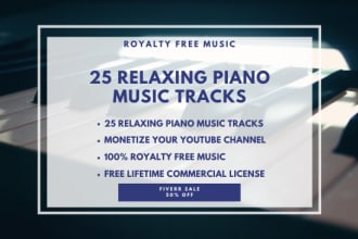 provide 25 relaxing piano music