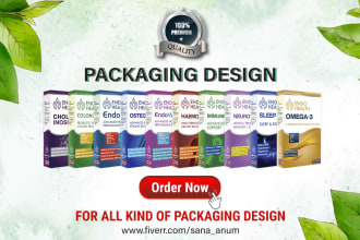 design eye catchy packaging box, label, pouch with dielines