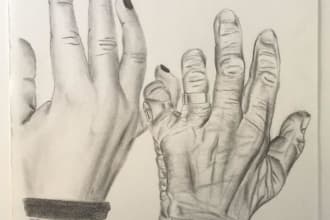 create a perfect and precise pencil drawing of hands