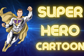 draw a male superhero cartoon character in my style