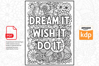 design floral pattern inspirational quotes coloring book pages for amazon KDP