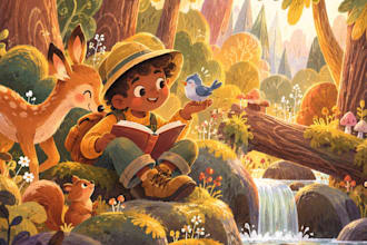create whimsical illustration, ai free, for your children book