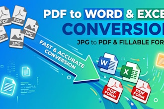 convert PDF to word, excel, jpg to PDF and fillable forms