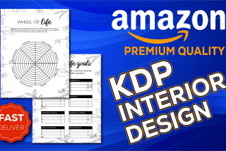 design low content, book cover with interior for amazon kdp