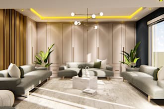 design modern 3d interior with ultra realistic rendering