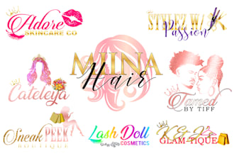 design a beautiful feminine signature logo with branding kit