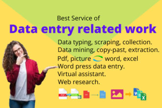 do all kinds of data entry, data convert and copy past work