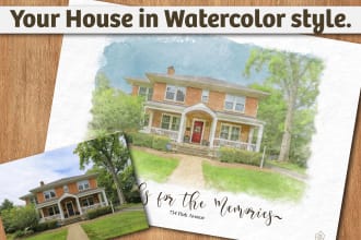 a digital painting of your house in a waterco