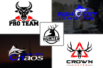 design modern creative outdoor fishing and hunting logo