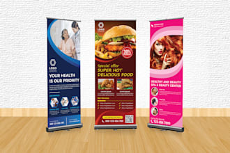 create an outstanding roll up banner, retractable banner, or billboard design