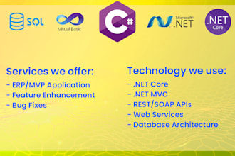 create application using dot net mvc, net core, sql, API