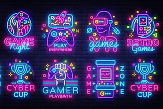vibrant neon logo with glowing effects for your brand