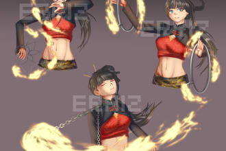 draw in a detailed anime style in a new gig promo