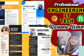 create professional engineering,IT resume,CV,cover letter for tech companies