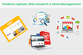 research your web site and products upload with manage store
