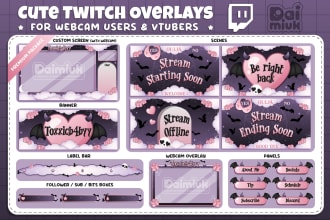 design cute twitch stream overlays and panels